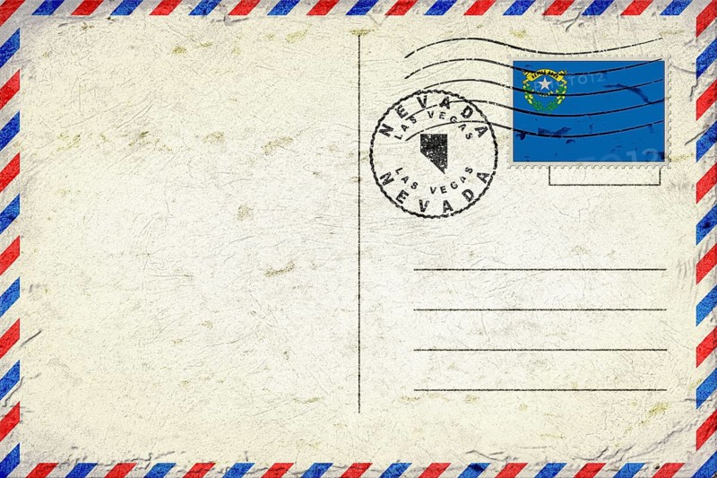 Nevada Las Vegas Vintage Air Mail Envelope with Flag and Postmark