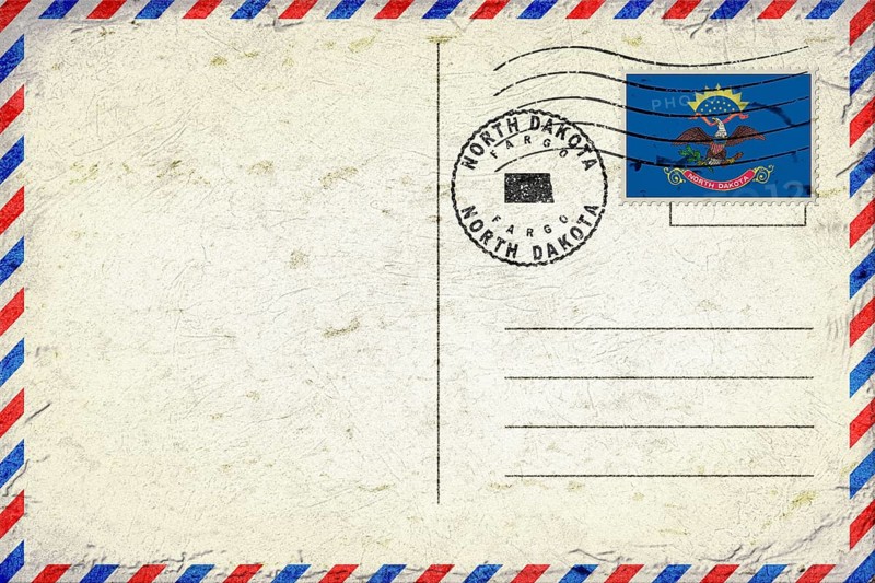 North Dakota Fargo Vintage Air Mail Envelope with Flag and Postmark