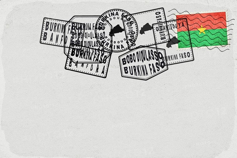 Burkina Faso Vintage Postcard with Flag Stamp and City Postmarks