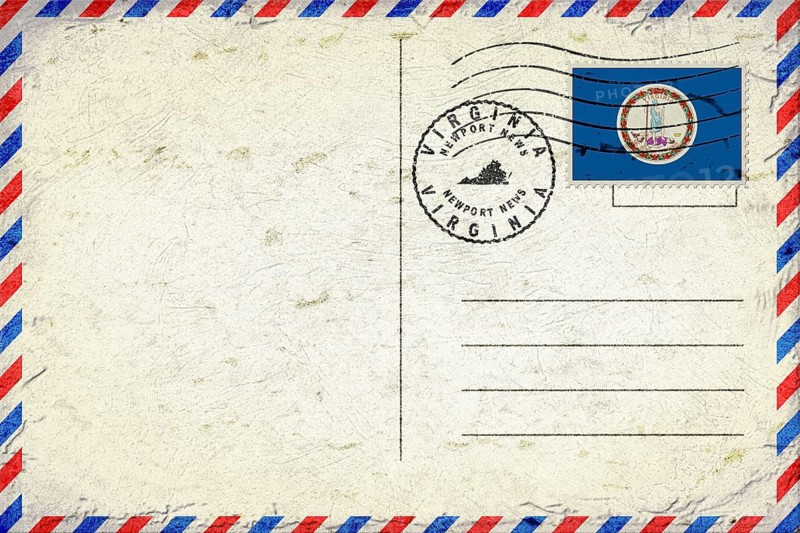 Virginia Newport News Vintage Air Mail Envelope with Flag and Postmark