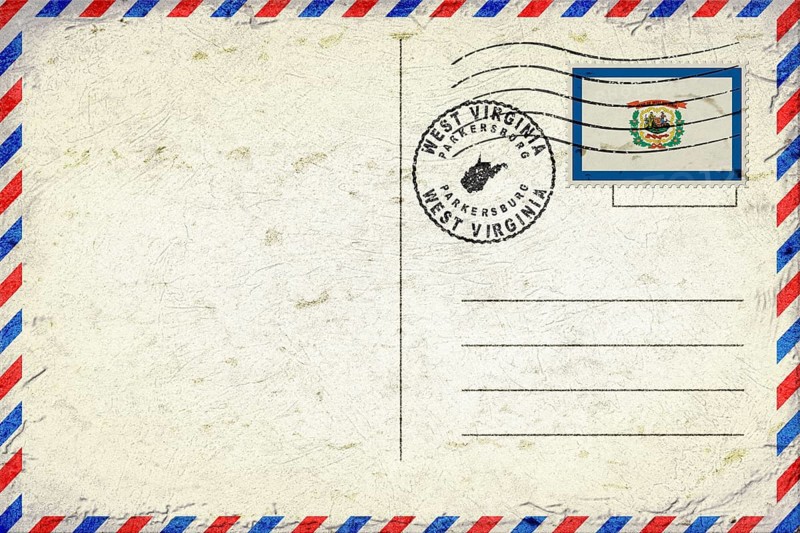 West Virginia Parkersburg Vintage Air Mail Envelope with Flag and Postmark
