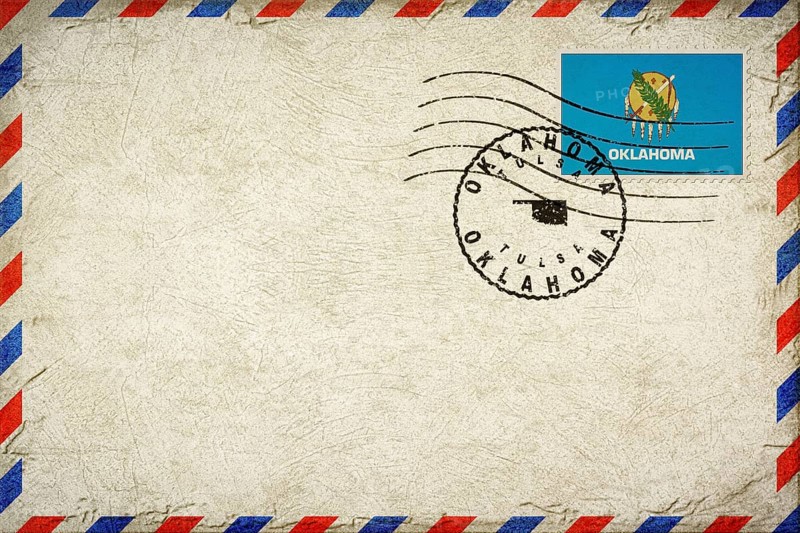 Oklahoma Tulsa Vintage Air Mail Envelope with Flag and Postmark
