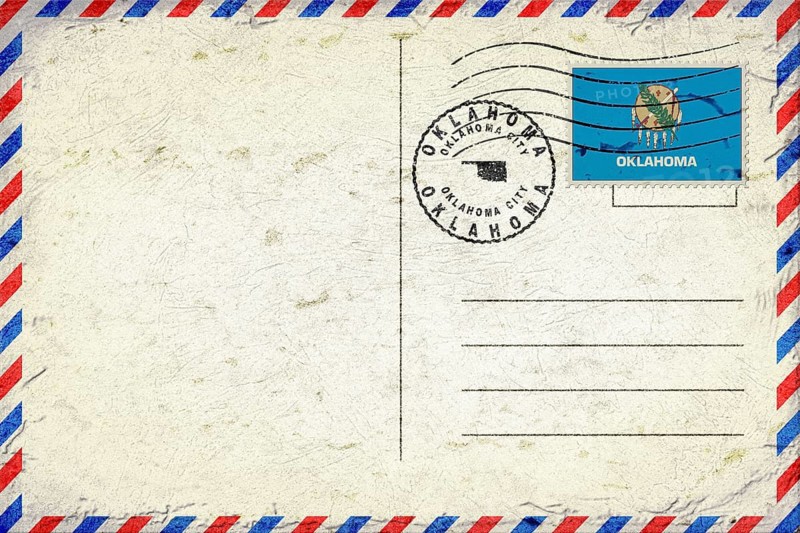 Oklahoma Oklahoma City Vintage Air Mail Envelope with Flag and Postmark