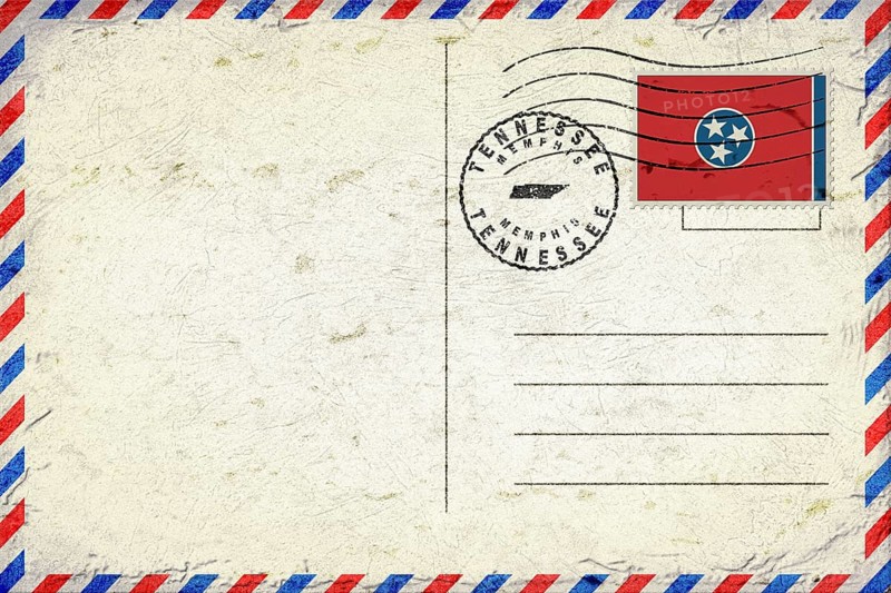 Tennessee Memphis Vintage Air Mail Envelope with Flag and Postmark