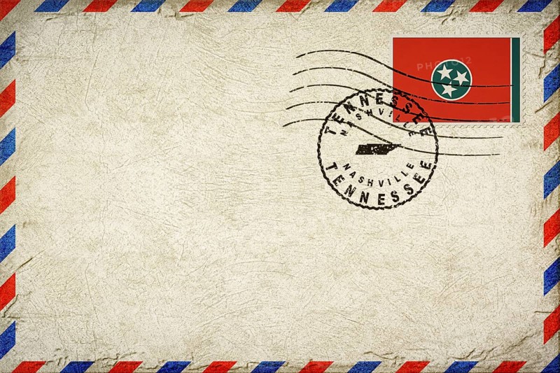 Tennessee Nashville Vintage Air Mail Envelope with Flag and Postmark
