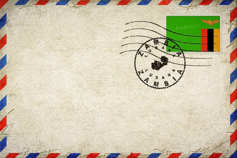 Zambia Lusaka Vintage Air Mail Envelope with Flag and Postmark
