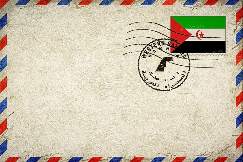 Western Sahara Dakhla Vintage Air Mail Envelope with Flag and Postmark