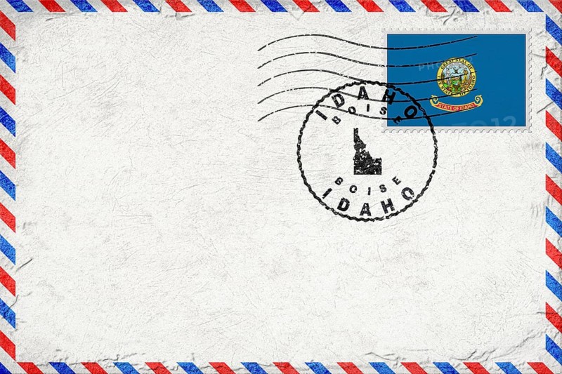 Idaho Boise Vintage Air Mail Envelope with Flag and Postmark