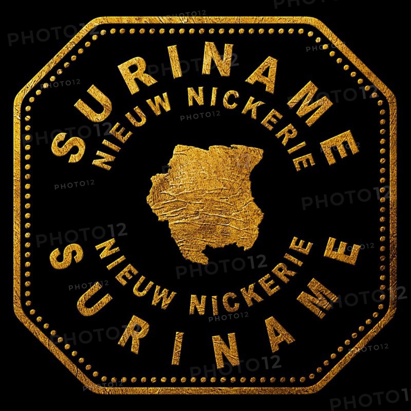 Suriname Nieuw Nickerie Gold Typography Stamp Design