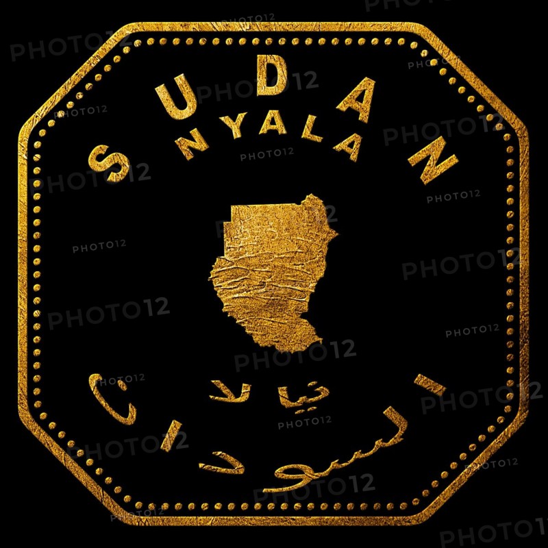 Sudan Nyala Gold Typography Stamp Design