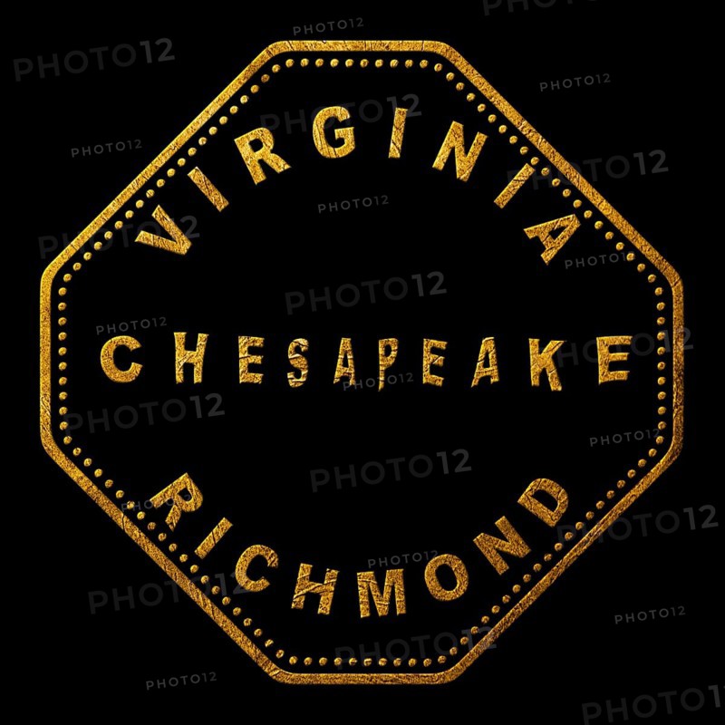 Virginia Chesapeake Gold Typography Stamp Design