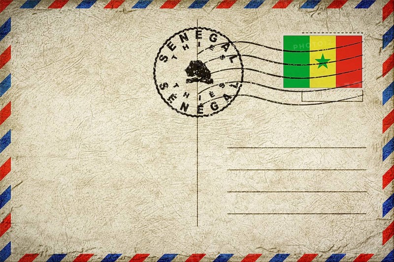 Senegal Thies Vintage Air Mail Envelope with Flag and Postmark