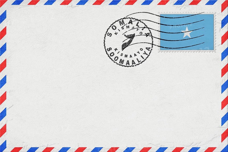 Somalia Kismayo Vintage Air Mail Envelope with Flag and Postmark