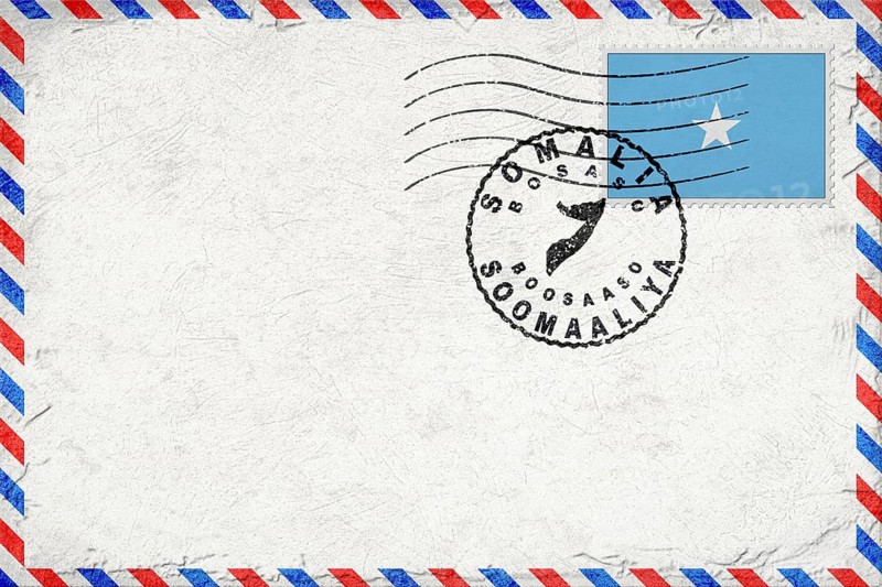 Somalia Bosaso Vintage Air Mail Envelope with Flag and Postmark