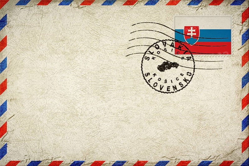 Slovakia Kosice Vintage Air Mail Envelope with Flag and Postmark