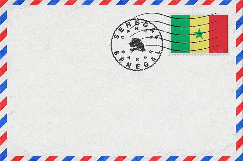Senegal Dakar Vintage Air Mail Envelope with Flag and Postmark