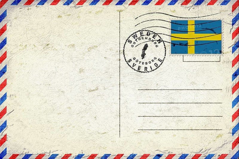 Sweden Gothenburg Vintage Air Mail Envelope with Flag and Postmark