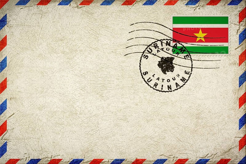 Suriname Latour Vintage Air Mail Envelope with Flag and Postmark