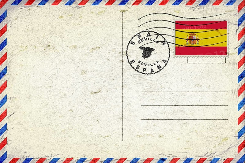 Spain Seville Vintage Air Mail Envelope with Flag and Postmark