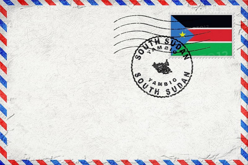 South Sudan Yambio Vintage Air Mail Envelope with Flag and Postmark