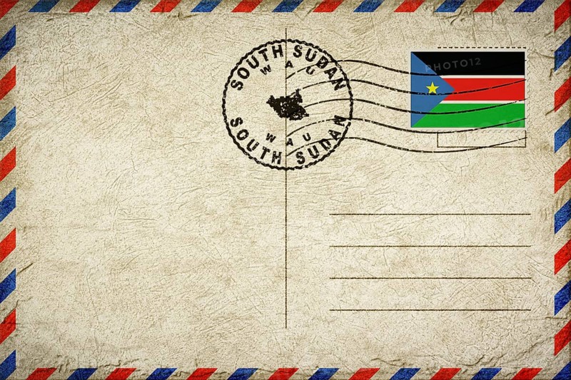 South Sudan Wau Vintage Air Mail Envelope with Flag and Postmark