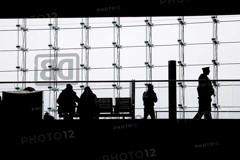 Berlin 2010-11-24 Police officer patrols Berlin Central Station. DEU Berlin 2010-11-24 Police Guards at Berlin's Main Station
