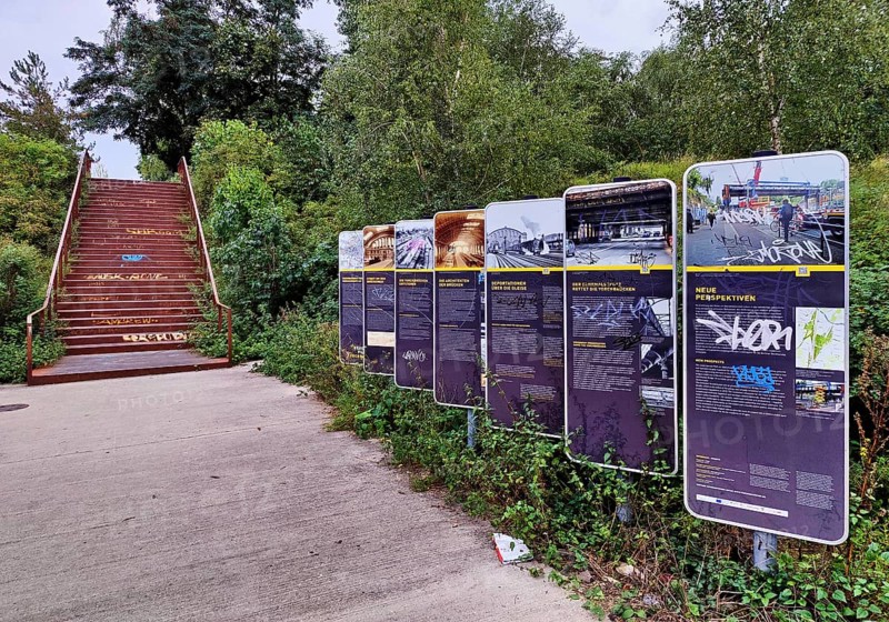 Information boards about York Bridges, Yorkstraße, Schöneberg, Berlin, Germany