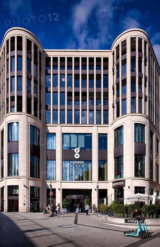 Exterior view of Das Gerber shopping center, Logo, Stuttgart, Baden-Württemberg, Germany
