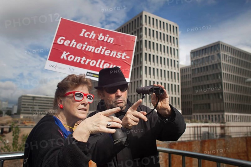 DEU Germany Germany Berlin Campact protest against data collection, espionage and surveillance in front of the new headquarters of the Federal Intelligence Service