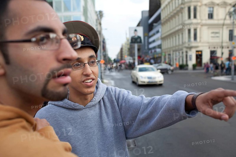 DEU Germany Germany Berlin tourists at Checkpoint Charlie