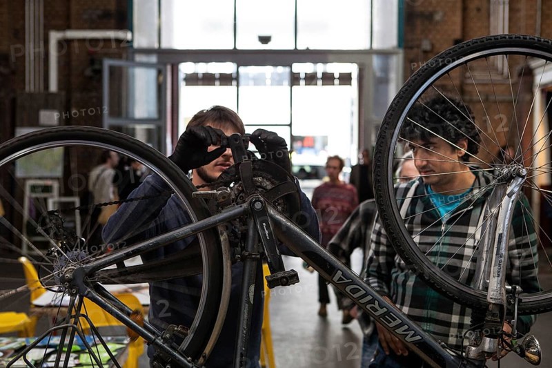 DEU Germany Germany Berlin Citizen Art Days by the artist group 'Parallel Worlds at Markthalle Neun in Berlin-Kreuzberg with a focus on post-growth economics