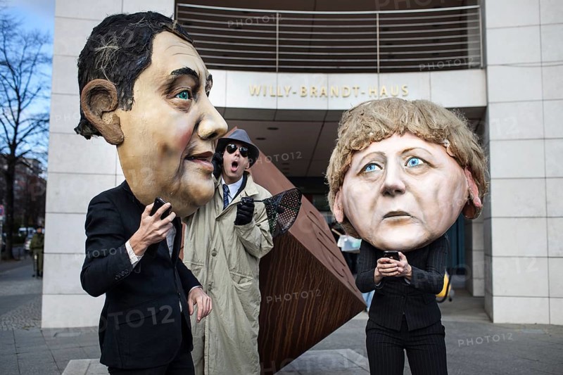 DEU Germany Germany Berlin protest action by Campact against NSA espionage in front of the SPD party headquarters