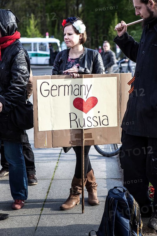 DEU Germany Germany Berlin Pro-Russian demonstration against NATO expansion in Ukraine and for Russian President Putin at the Memorial to the Fallen of the Second World War