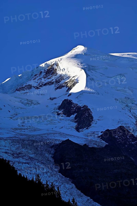 Snow-capped Dome du Goûter, Chamonix-Mont-Blanc, Haute-Savoie, France