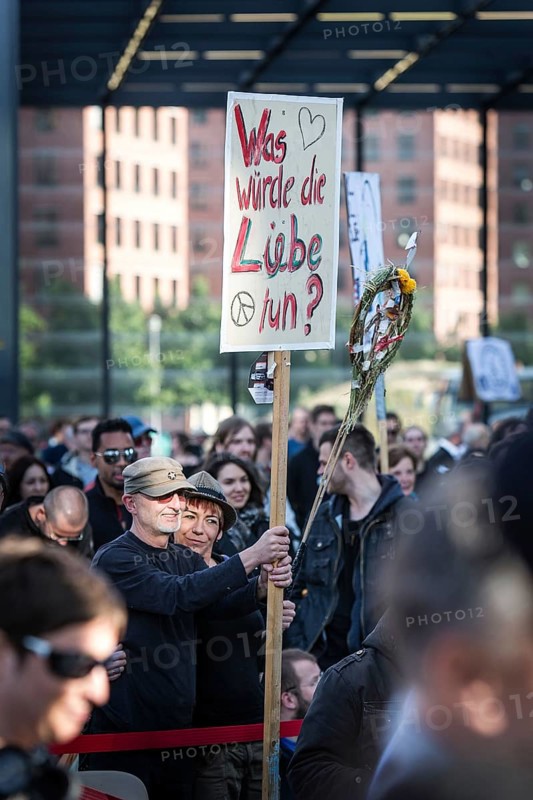 DEU Germany Germany Berlin Monday demonstration on Potsdamer Platz, as an alternative during the soccer World Cup, which also takes over the Brandenburg Gate with a fan mile