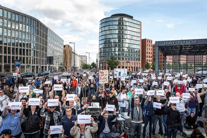 DEU Germany Germany Berlin Monday demonstration on Potsdamer Platz, as an alternative during the soccer World Cup, which also takes over the Brandenburg Gate with a fan mile