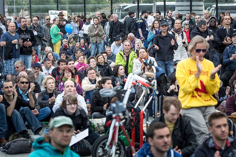 DEU Germany Germany Berlin Monday demonstration on Potsdamer Platz, as an alternative during the soccer World Cup, which also takes over the Brandenburg Gate with a fan mile