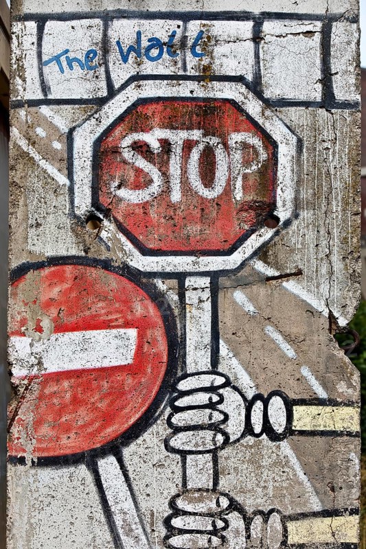 Painted piece of the Berlin Wall, Berlin loves you gift shop, Zimmerstraße, Berlin, Germany