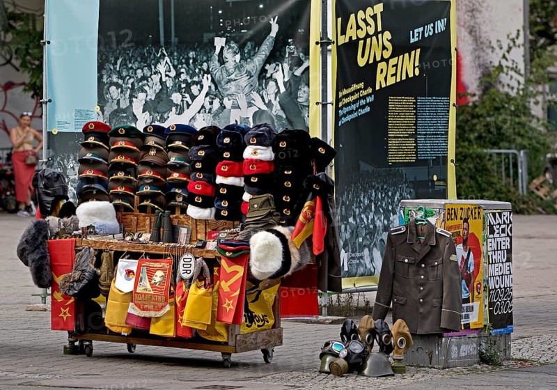 Mobile souvenir shop at Checkpoint Charlie, Berlin, Germany