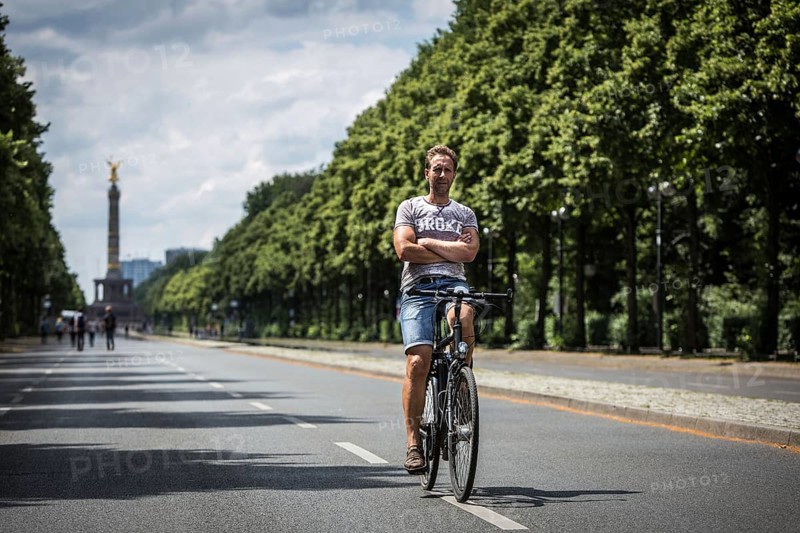 DEU Germany Germany Berlin Cyclists on June 17 street in Berlin, which is blocked during the European Football Championships