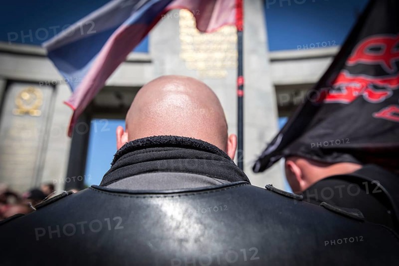 DEU Germany Germany Berlin Members of the Russian rocker group Nightwolves celebrated the 71st anniversary of the victory over Nazi Germany in Berlin. They laid wreaths at the Soviet War Memorial in Treptower Park and at the Soviet War Memorial near the Brandenburg Gate