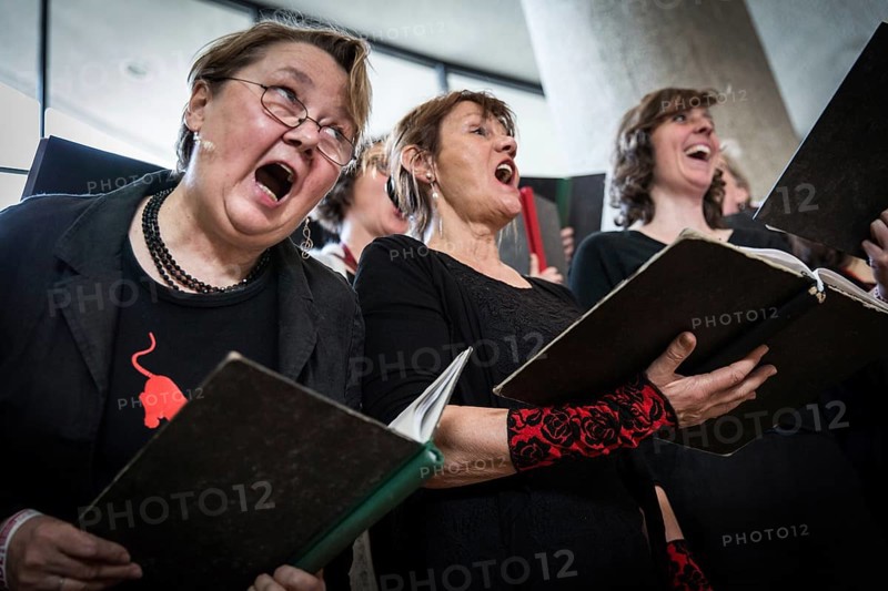 DEU Germany Germany Berlin The TazLab 2016 under the motto 'Strangers or Friends — the Lust for Difference, at the House of World Cultures (HKW) . The Taz Choir sings