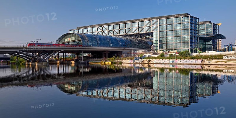 Berlin Central Station seen from Alexanderufer at Humboldthafen, Germany