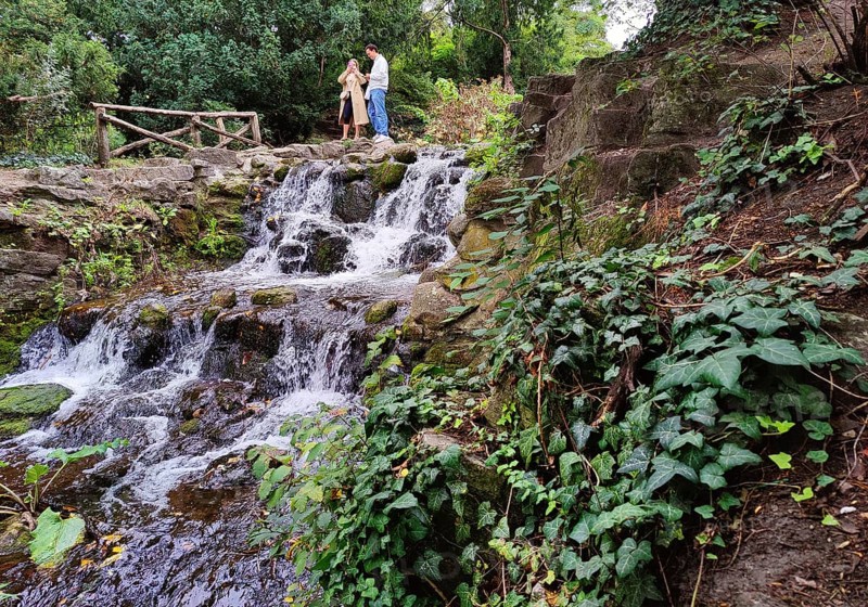 Artificial waterfall in Victoria Park, Kreuzberg, Berlin-Kreuzberg, Berlin, Germany