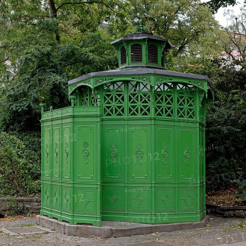 Café Achteck, joking name for a typical, historic, public Berlin toilet house on Chamissoplatz, Kreuzberg, Berlin, Germany