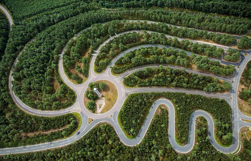 Volkswagen AG proving ground Ehra-Lessien, proving ground Ehra, Volkswagen plant Wolfsburg, Lower Saxony, Germany, Europe, aerial photo, birds-eyes view, aerial photography, aerial photography, overview, bird's eye view, Wolfsburg, Volkswagen, test track, emissions scandal, software manipulation
