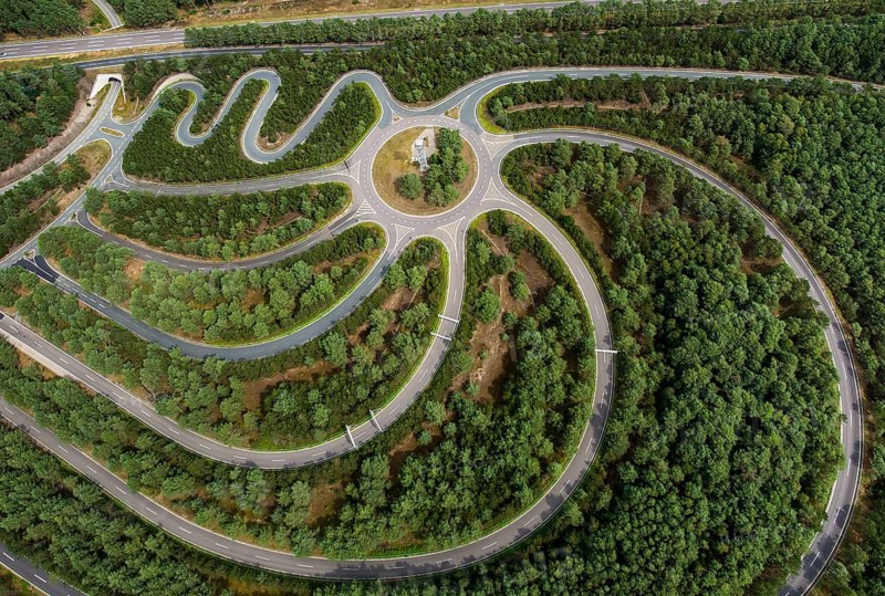 Volkswagen AG proving ground Ehra-Lessien, proving ground Ehra, Volkswagen plant Wolfsburg, Lower Saxony, Germany, Europe, aerial photo, birds-eyes view, aerial photography, aerial photography, overview, bird's eye view, Wolfsburg, Volkswagen, test track, emissions scandal, software manipulation