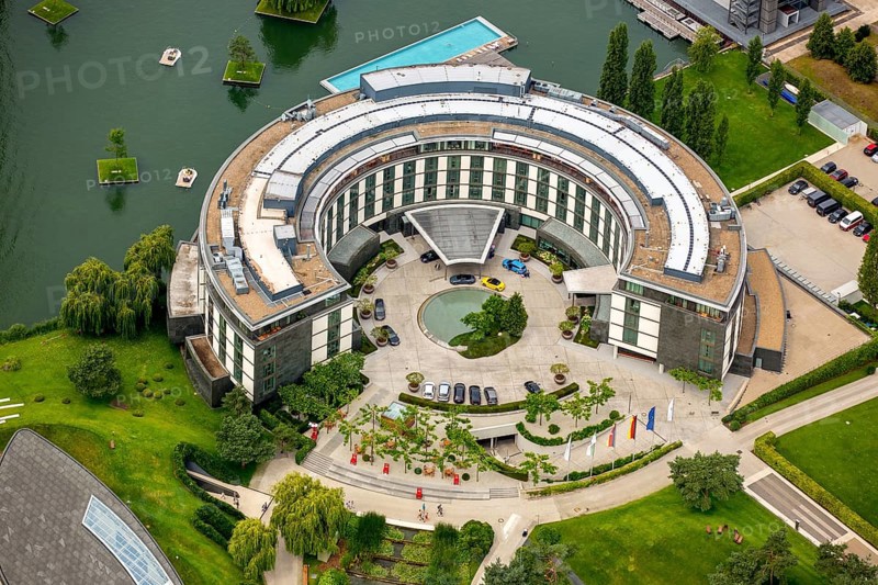 Volkswagen plant Wolfsburg with Autostadt and The Ritz Carlton Hotel, Lower Saxony, Germany, Europe, aerial photo, birds-eyes view, aerial photography, aerial photography, overview, bird's eye view, Wolfsburg, Volkswagen, test track, emissions scandal, software manipulation