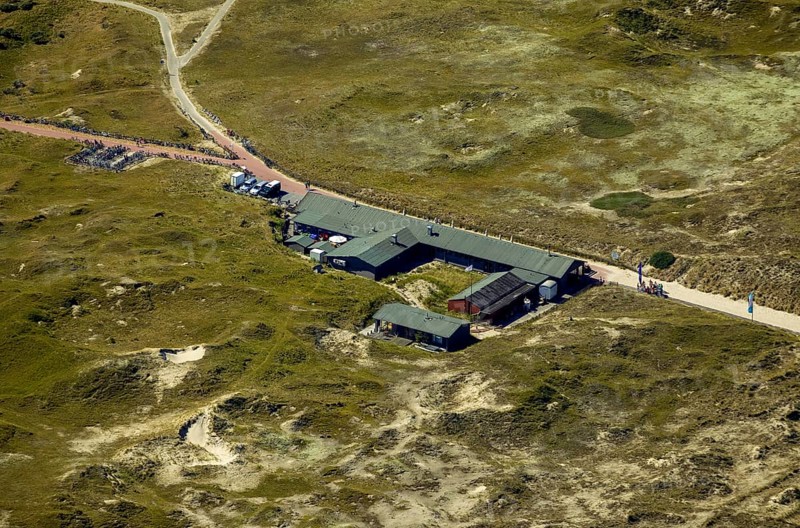 White Dune, beach restaurant, aerial view, Norderney, North Sea, North Sea island, East Frisian Islands, Lower Saxony, Germany, Europe, birds-eyes view, aerial view, aerial photography, aerial photography, overview, bird's eye view
