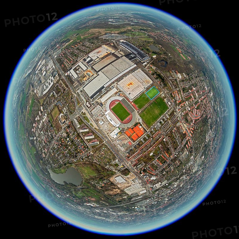 Eintracht Braunschweig stadium with west and east stands, Braunschweiger Turn- und Sportverein Eintracht von 1895 e. V. (BTSV), Bundesliga stadium, aerial view, aerial photography of the city of Braunschweig, Braunschweig, Ruhr area, Lower Saxony, Germany, Europe, birds-eyes view, aerial photography, aerial photography, overview, overview, bird's-eye view